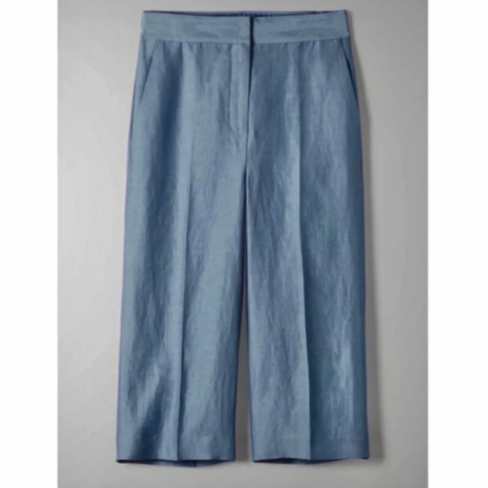 Babaton Aritzia Tahoma Blue Linen Blend Crop Pants Culottes S NWT Quiet Luxury